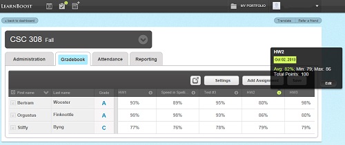 LearnBoost GradeBook