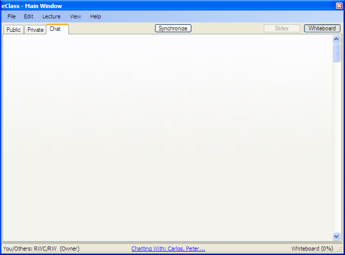 Figure 2.5.1.2: Showing a blank Main Window with the Chat tab selected.