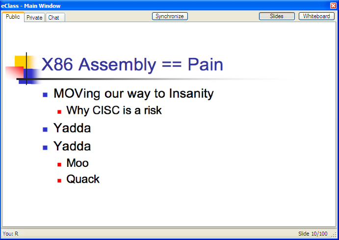 Figure 2.5.2.2: Showing a public Slide in use.