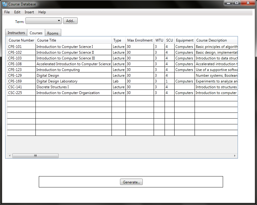 Browsing Course Database