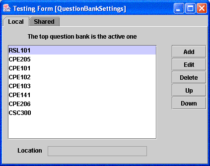 Question Bank Settings