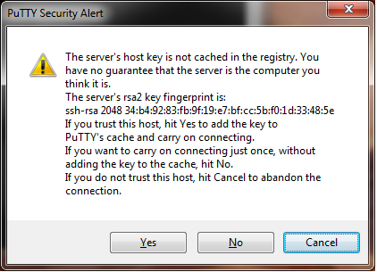 PuTTY warning