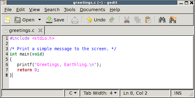 text editor window
