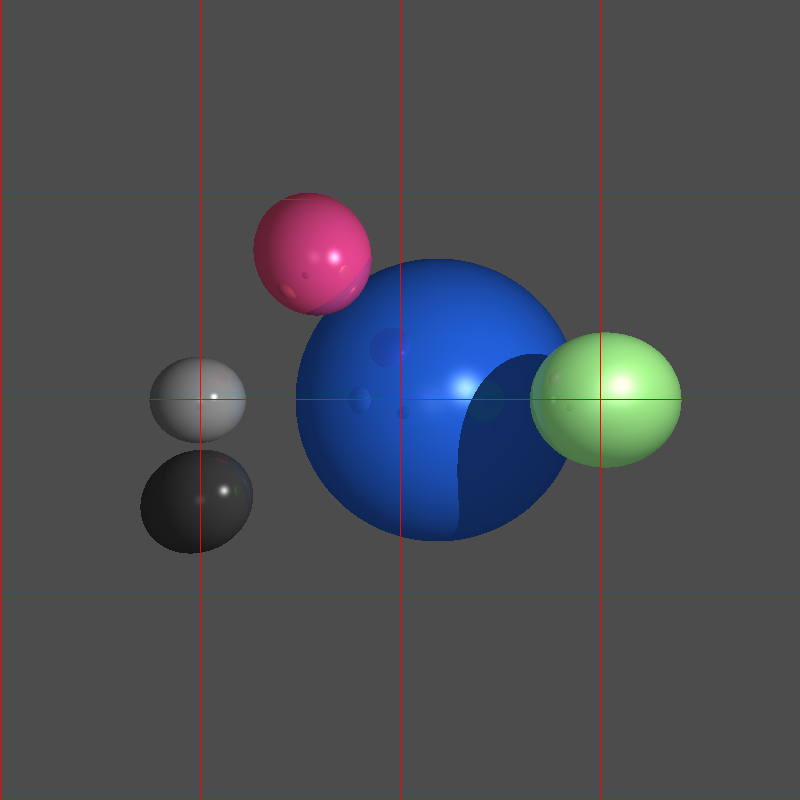 All spheres reflective.