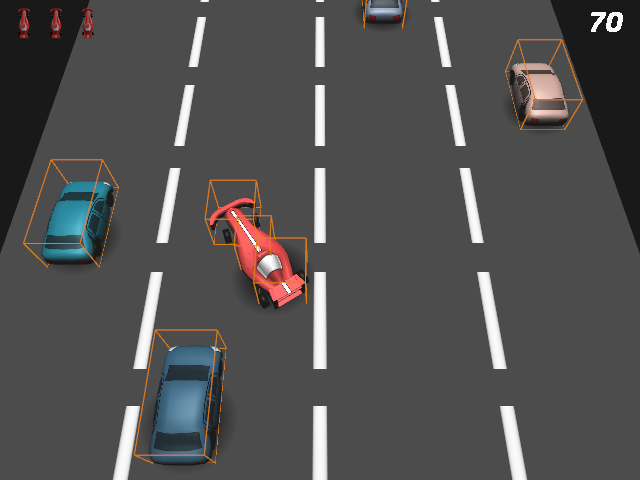 Cars with collision boxes