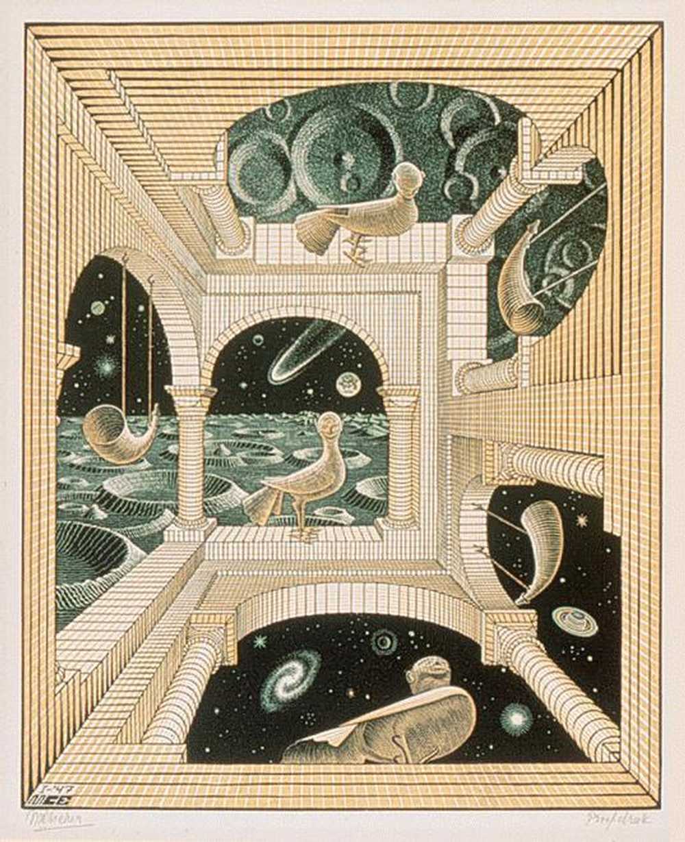 Escher painting, "Other World"