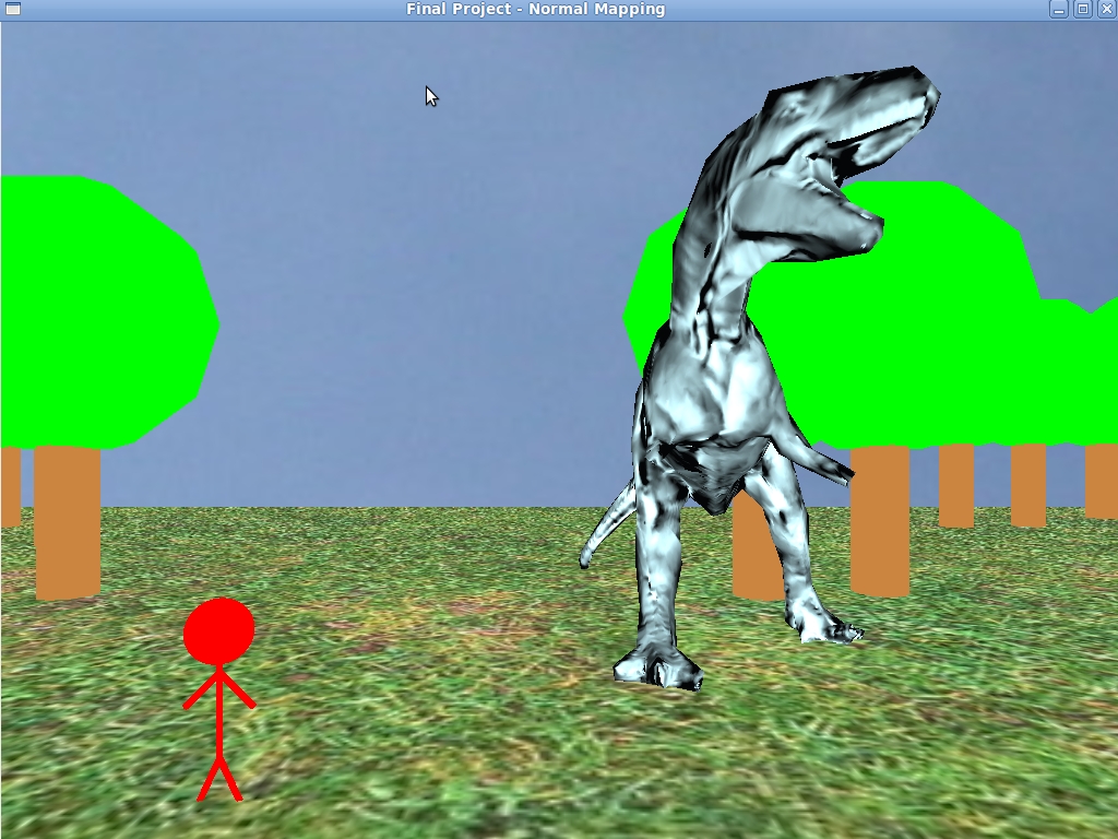 Simple screenshot with disasaur and person